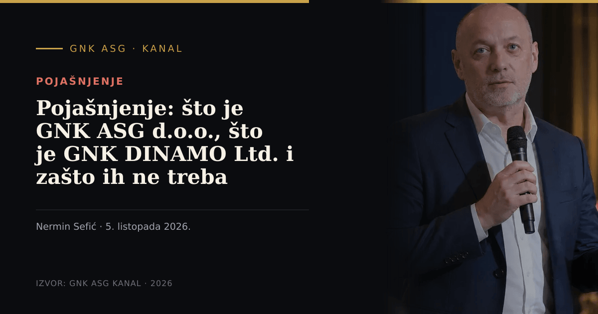 Pojašnjenje: što je GNK ASG d.o.o., što je GNK DINAMO Ltd. i zašto ih ne treba miješati